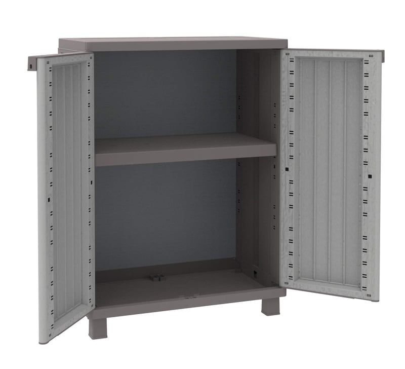 Plastová skrinka Terry JWood s 2 policami, 68 x 37,5 x 91,5 cm, sivá/taupe