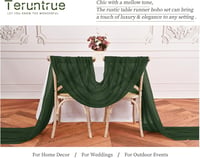 Teruntrue 12 bucăți drum de masă verde vânătoresc, 55 x 300 cm, față de masă boho din material tip tifon, aspect natural și fin, decorațiune de masă pentru nuntă, petrecere, baby shower 4
