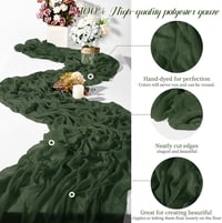 Teruntrue 12 bucăți drum de masă verde vânătoresc, 55 x 300 cm, față de masă boho din material tip tifon, aspect natural și fin, decorațiune de masă pentru nuntă, petrecere, baby shower 3