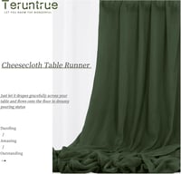Teruntrue 12 bucăți drum de masă verde vânătoresc, 55 x 300 cm, față de masă boho din material tip tifon, aspect natural și fin, decorațiune de masă pentru nuntă, petrecere, baby shower 5