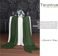 Teruntrue 12 bucăți drum de masă verde vânătoresc, 55 x 300 cm, față de masă boho din material tip tifon, aspect natural și fin, decorațiune de masă pentru nuntă, petrecere, baby shower 6