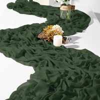 Teruntrue 12 bucăți drum de masă verde vânătoresc, 55 x 300 cm, față de masă boho din material tip tifon, aspect natural și fin, decorațiune de masă pentru nuntă, petrecere, baby shower 8