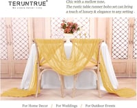 Teruntrue 24 bucăți cale de masă aurii stil boho din material tip tifon 45 x 275 cm, decor pentru nuntă, petrecere, baby shower, petrecerea burlăcițelor, zi de naștere 4