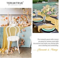 Teruntrue 24 bucăți cale de masă aurii stil boho din material tip tifon 45 x 275 cm, decor pentru nuntă, petrecere, baby shower, petrecerea burlăcițelor, zi de naștere 5