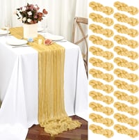 Teruntrue 24 bucăți cale de masă aurii stil boho din material tip tifon 45 x 275 cm, decor pentru nuntă, petrecere, baby shower, petrecerea burlăcițelor, zi de naștere 1