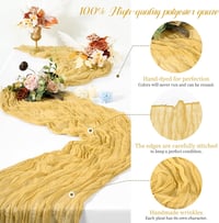 Teruntrue 24 bucăți cale de masă aurii stil boho din material tip tifon 45 x 275 cm, decor pentru nuntă, petrecere, baby shower, petrecerea burlăcițelor, zi de naștere 3