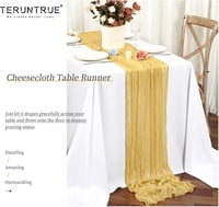 Teruntrue 24 bucăți cale de masă aurii stil boho din material tip tifon 45 x 275 cm, decor pentru nuntă, petrecere, baby shower, petrecerea burlăcițelor, zi de naștere 6