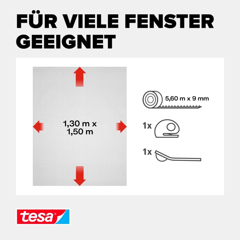 tesa Comfort Szúnyogháló Ablakra Tépőzár Szalag 1,3m x 1,5m Fekete