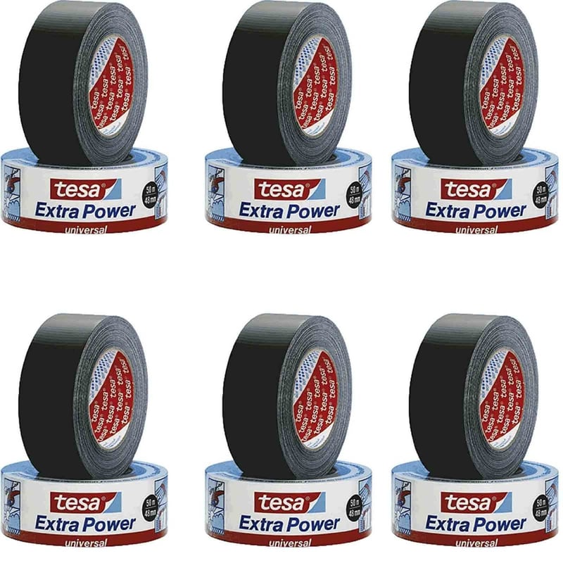 Bandă adezivă de reparații tesa Extra Power Universal 56389 – Negru, 50 m x 50 mm – Bandă adezivă rezistentă pentru reparații