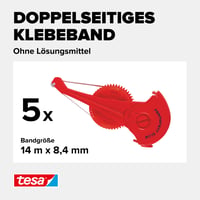 Náhradná kazeta tesa Glue Roller Permanent, lepiaci strojček 5 x 14 m x 8,4 mm, balenie 3