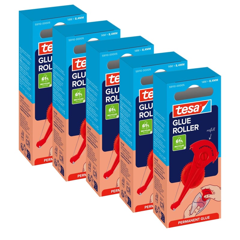 Náhradná kazeta tesa Glue Roller Permanent, lepiaci strojček 5 x 14 m x 8,4 mm, balenie