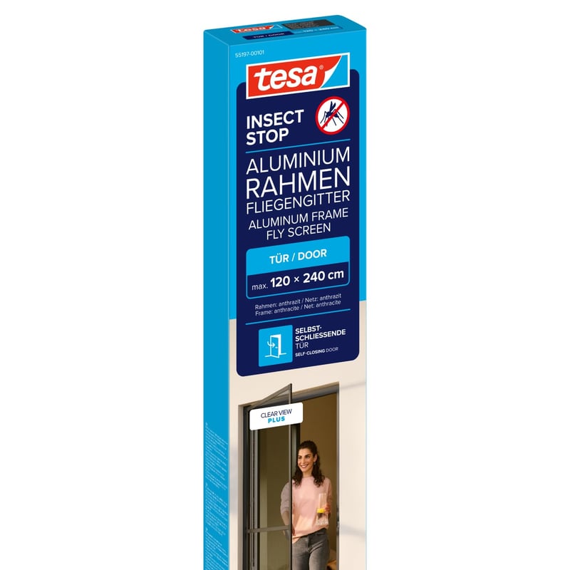Plasă de insecte pentru ușă tesa Insect Stop ALU COMFORT XL 120x240 cm cu ramă din aluminiu