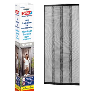Perdea împotriva insectelor cu lamele tesa INSECT STOP Premium – Antracit, 95x220 cm – Pentru balcon și ușă de terasă, fixare telescopică fără găurire