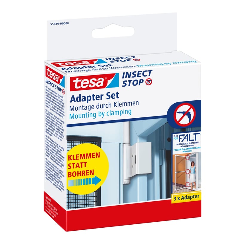 Set de adaptoare de fixare tesa Insect Stop pentru uși cu plasă împotriva insectelor - Alb