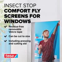 Sieťka proti hmyzu na okno tesa Insect Stop Comfort – so samolepiacim suchým zipsom, bez vŕtania, strihateľná, antracitová, 100 x 100 cm 2