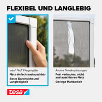 tesa Insect Stop FALT mrežica za prozore – sklopivi aluminijski okvir, bijela, 80-140 cm, teleskopska, montaža bez bušenja 5
