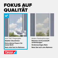 tesa Insect Stop FALT mrežica za prozore – sklopivi aluminijski okvir, bijela, 80-140 cm, teleskopska, montaža bez bušenja 6