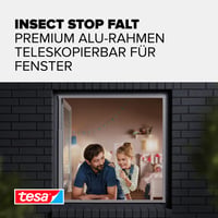tesa Insect Stop FALT mrežica za prozore – sklopivi aluminijski okvir, bijela, 80-140 cm, teleskopska, montaža bez bušenja 3