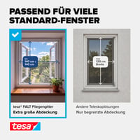 tesa Insect Stop FALT mrežica za prozore – sklopivi aluminijski okvir, bijela, 80-140 cm, teleskopska, montaža bez bušenja 4