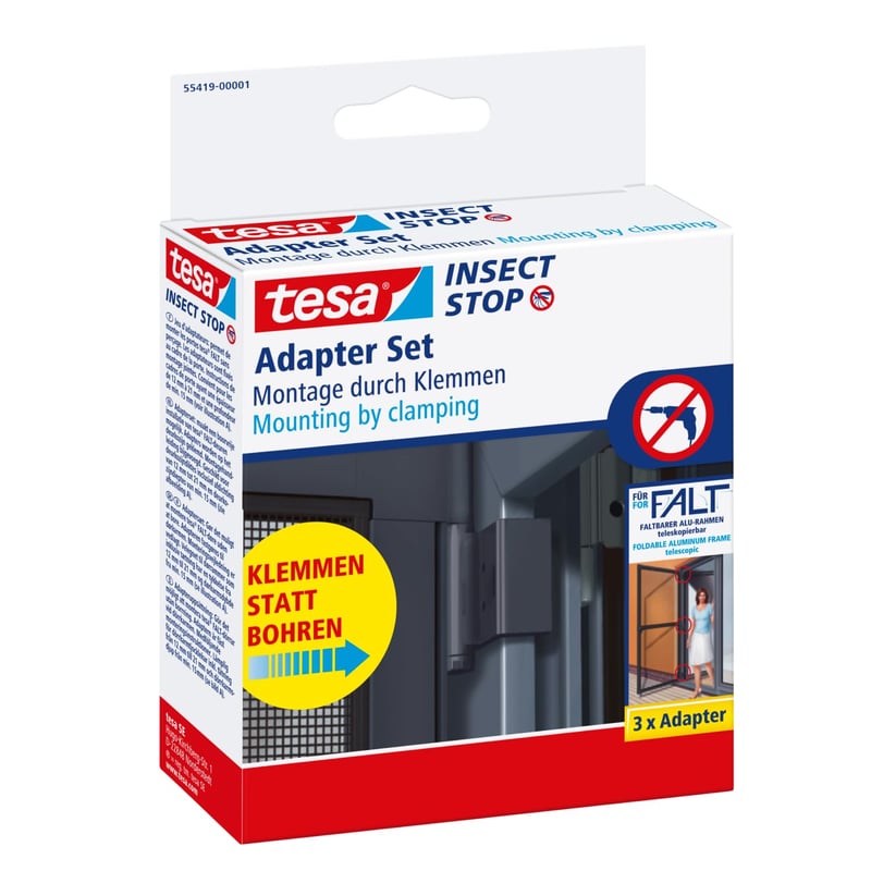 Set de adaptoare cu cleme tesa INSECT STOP pentru uși cu plasă împotriva insectelor – Set de adaptori de fixare antracit pentru uși cu plasă anti-insecte