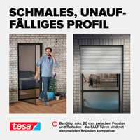 Plasă de țânțari tesa Insect Stop cu ramă de aluminiu premium pliabilă pentru ușă - Dimensiune reglabilă - Antracit 7