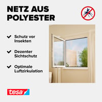 tesa Insect Stop sieťka proti hmyzu na okno so suchým zipsom – 3 ks, 130x150 cm, biela, sieťka proti hmyzu bez vŕtania, 1 ks bol odskúšaný 6