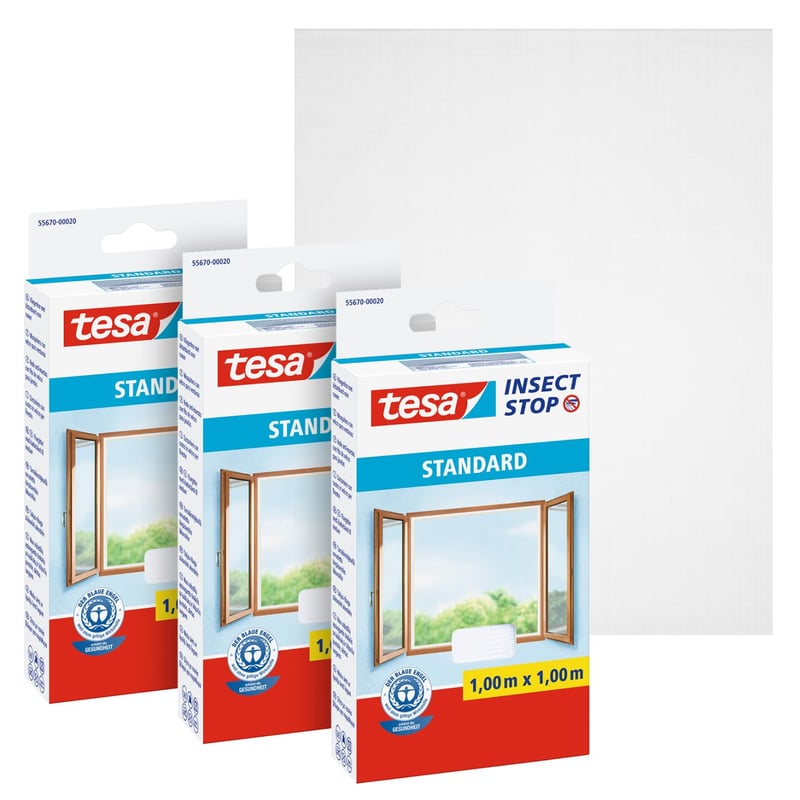 Plasă de țânțari cu scai tesa INSECT STOP - 3 x 100 cm x 100 cm - Albă - Plasă împotriva insectelor pentru ferestre