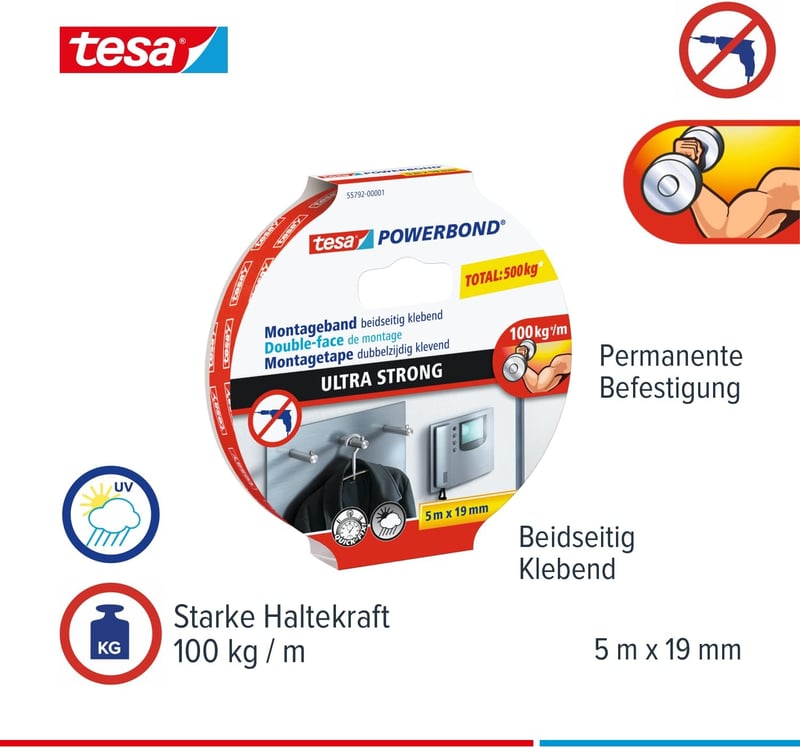Tesa Powerbond Ultra Strong ragasztószalag 5m x 19mm