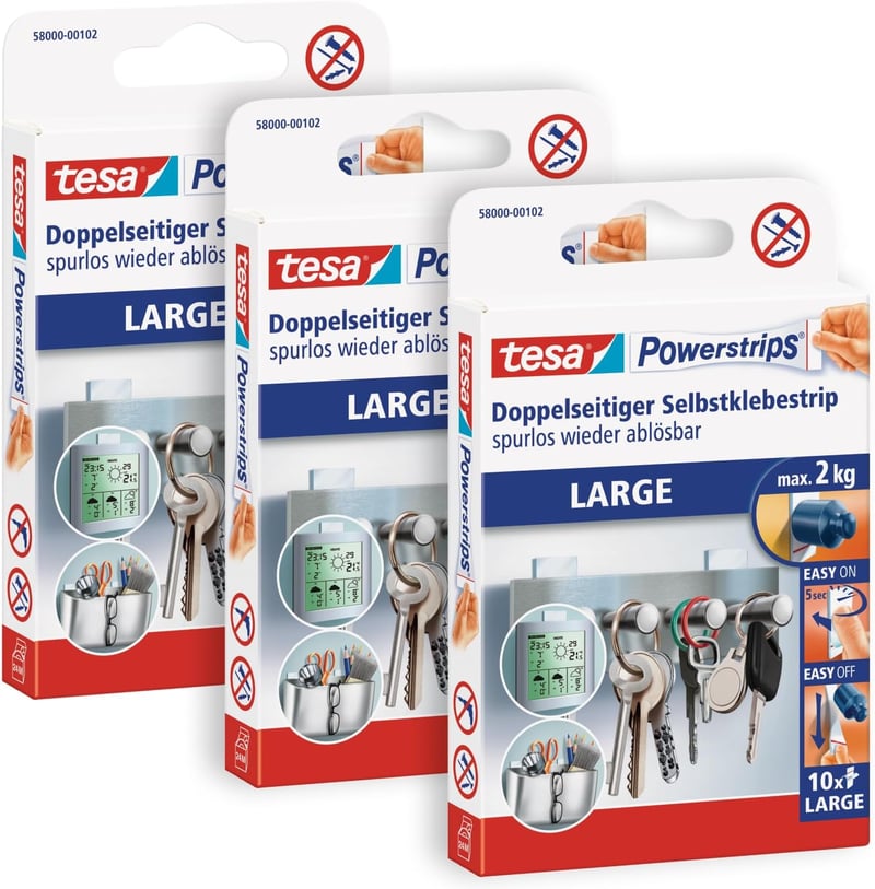 tesa Powerstrips Large öntapadós rögzítőcsík 58000 - erős tartás