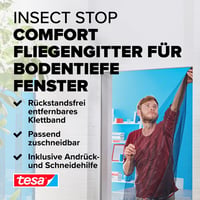 tesa Szúnyogháló Comfort Tépőzáras Rendszer Padlótól Mennyezetig Érő Ablakokhoz, Fekete, 1,2m x 2,4m, Öntapadós, Mosható Üvegszálas Háló 2