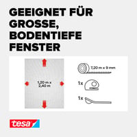 tesa Szúnyogháló Comfort Tépőzáras Rendszer Padlótól Mennyezetig Érő Ablakokhoz, Fekete, 1,2m x 2,4m, Öntapadós, Mosható Üvegszálas Háló 3