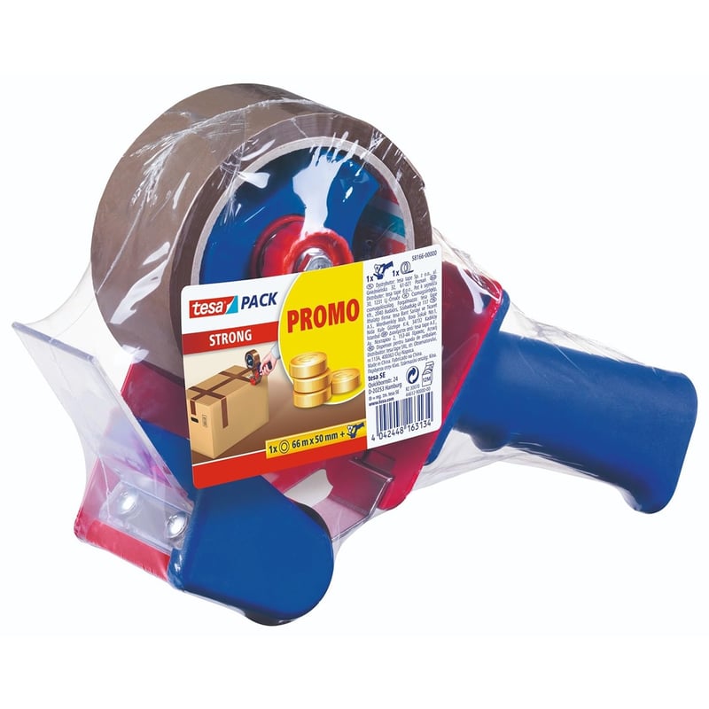 Tichá baliaca páska tesa tesapack Strong s ručným odvíjačom – hnedá – 66 m x 50 mm