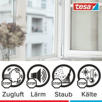 tesamoll Prémium Flexibilis Tömítőszalag - Ajtó és Ablak Résekhez, 1-7 mm, Öntapadós, Vízálló, Huzat, Por és Zaj Ellen, Átlátszó, 6m 3