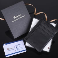 Teskyer férfi mini pénztárca RFID védelemmel, fekete bőr kártyatartó 7