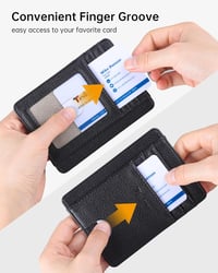 Teskyer férfi mini pénztárca RFID védelemmel, fekete bőr kártyatartó 3