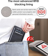 Teskyer férfi mini pénztárca RFID védelemmel, fekete bőr kártyatartó 4