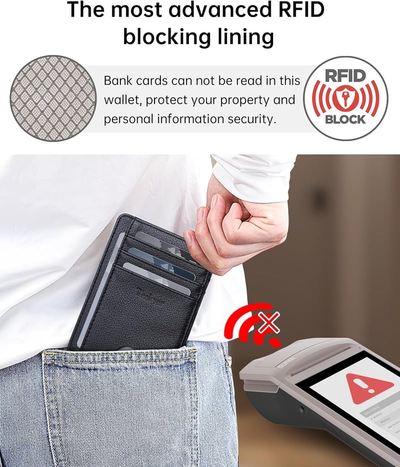 Teskyer férfi mini pénztárca RFID védelemmel, fekete bőr kártyatartó