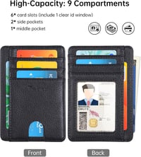 Teskyer férfi mini pénztárca RFID védelemmel, fekete bőr kártyatartó 2