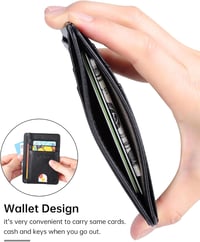 Teskyer férfi mini pénztárca RFID védelemmel, fekete bőr kártyatartó 5