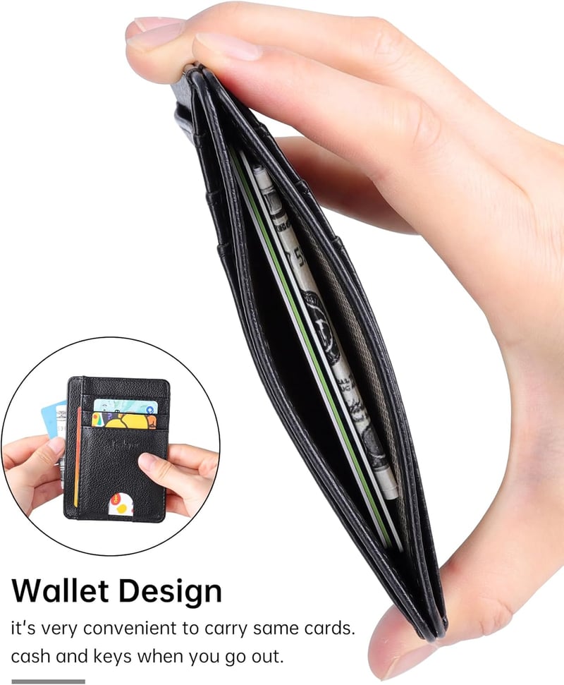 Teskyer férfi mini pénztárca RFID védelemmel, fekete bőr kártyatartó