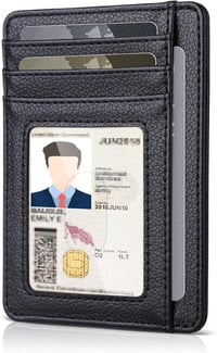 Teskyer férfi mini pénztárca RFID védelemmel, fekete bőr kártyatartó 1