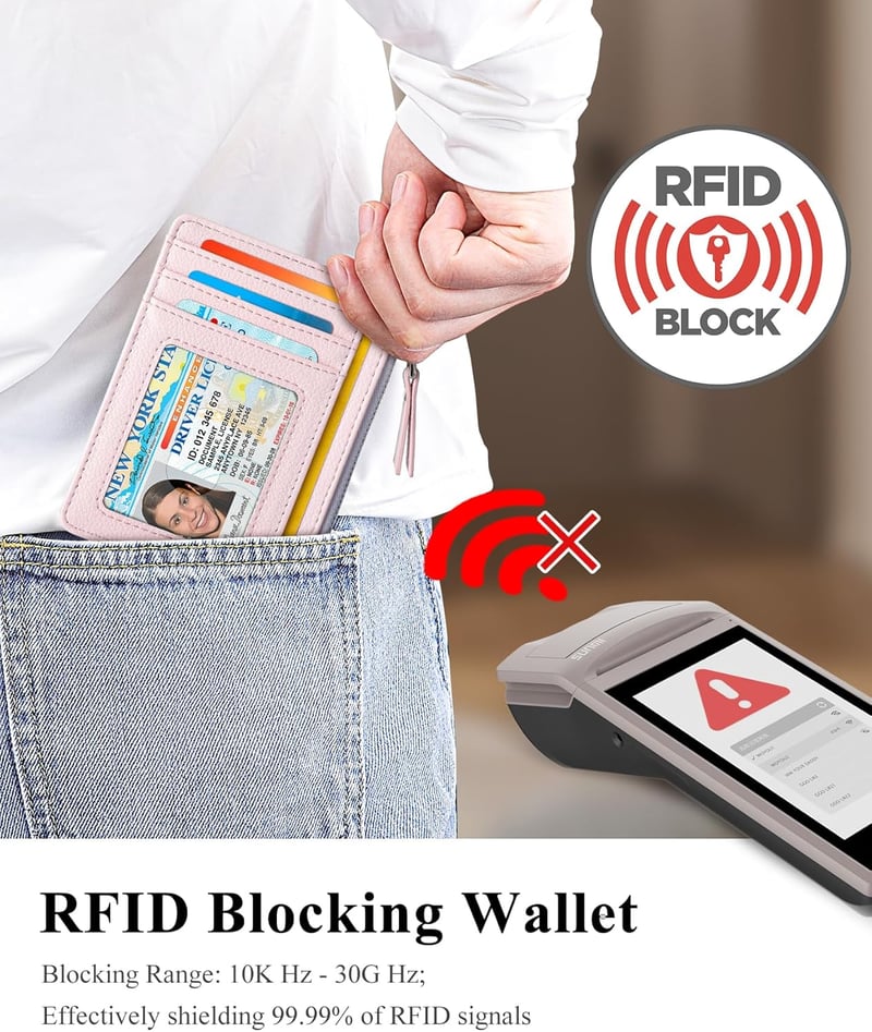 Teskyer női slim pénztárca RFID védelemmel, 8 kártyatartóval, világosrózsaszín