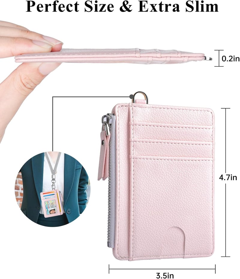 Teskyer női slim pénztárca RFID védelemmel, 8 kártyatartóval, világosrózsaszín