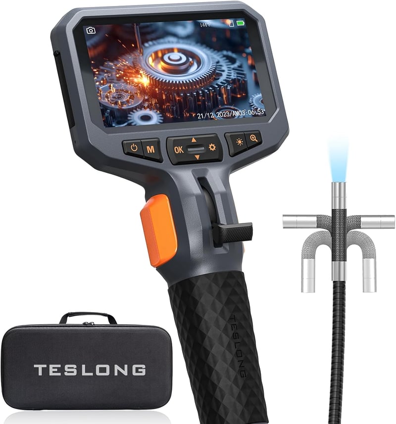 Teslong 1080P Endoszkóp Kamera 4,5" LCD Kijelzővel - Mozgatható Fejű, 8,5 mm Forgatható Vizsgálókamera 1,55m Félmerev Kábellel, LED Világítá