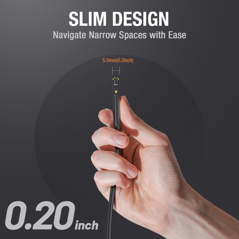Teslong 1080P HD Kettős Lencsés Endoszkóp Kamera 5mm IP67 Vízálló Vizsgálókamera Beépített Világítással és 32GB TF Kártyával 5m Kábellel
