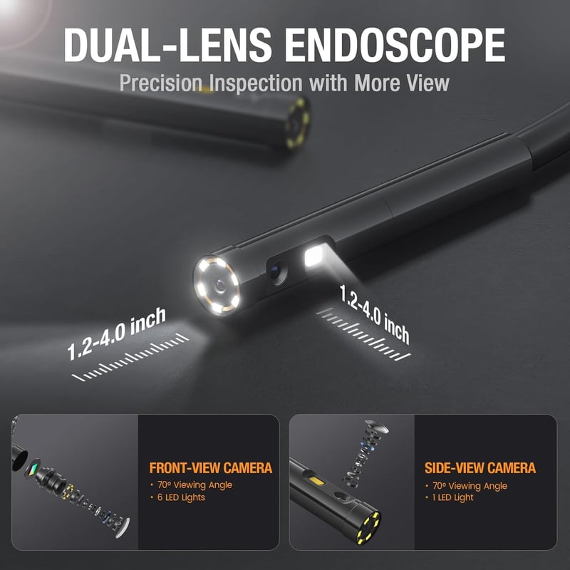 Teslong 1080P HD Kettős Lencsés Endoszkóp Kamera 5mm IP67 Vízálló Vizsgálókamera Beépített Világítással és 32GB TF Kártyával 5m Kábellel