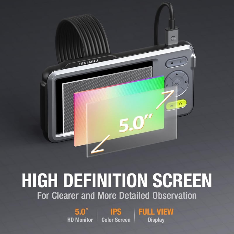 Teslong 1080P HD Kettős Lencsés Endoszkóp Kamera 5mm IP67 Vízálló Vizsgálókamera Beépített Világítással és 32GB TF Kártyával 5m Kábellel