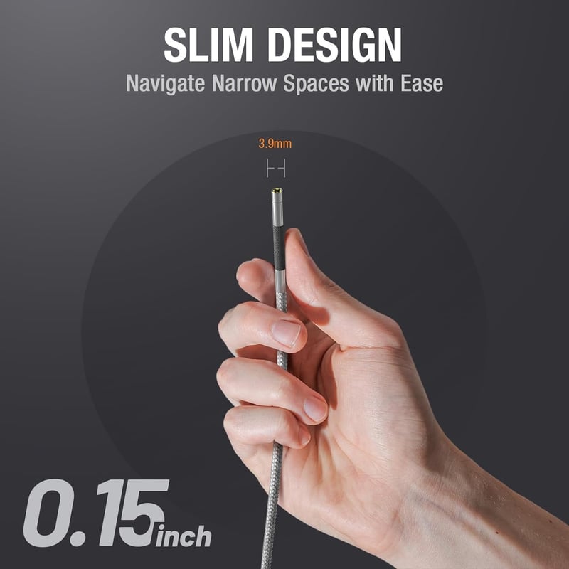 TESLONG 3.9mm Endoszkóp Kamera LED Világítással, Mozgatható Fej, 5 Colos LCD, 1.55m