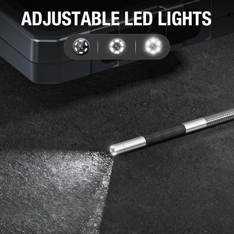 TESLONG 3.9mm Endoszkóp Kamera LED Világítással, Mozgatható Fej, 5 Colos LCD, 1.55m