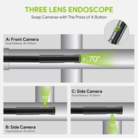 Teslong Endoszkóp Kamera 3 Lencsével, 5" IPS Kijelzővel, 5m Vízálló Vizsgálókamera, Kézi Fókusz, 32GB Kártya, 3500mAh Akkumulátor 2